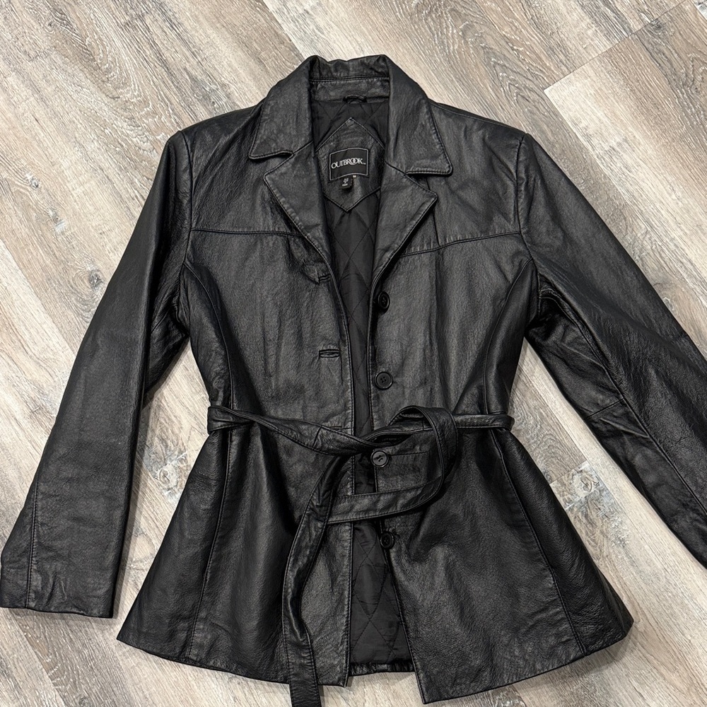Outbrook Black Leather Jacket for Women sz m